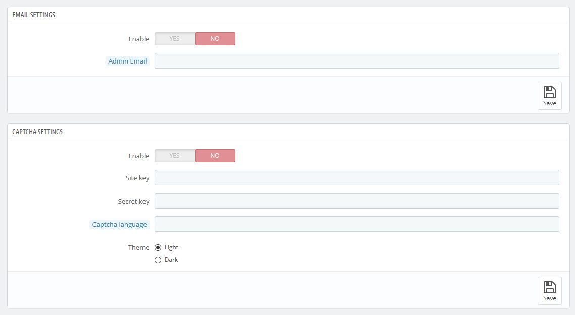 Product Inquiry Email Settings