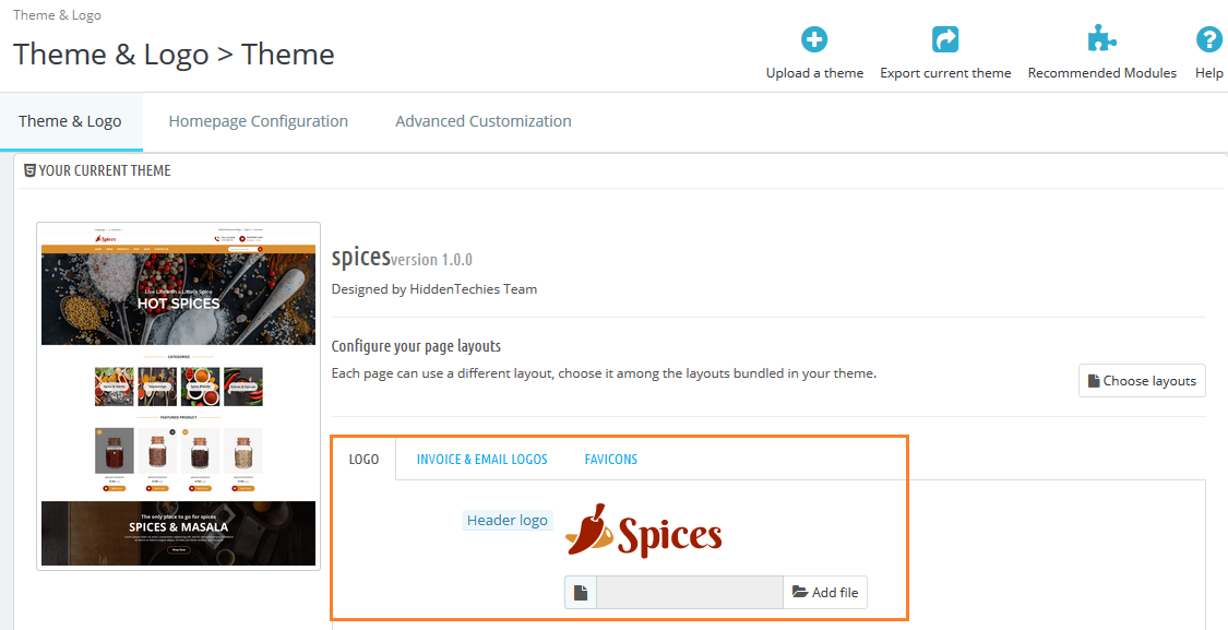 Add Your Theme Logo