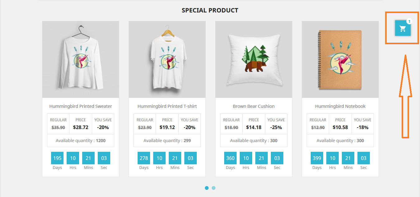 Demo Layout Sticky Shopping Cart