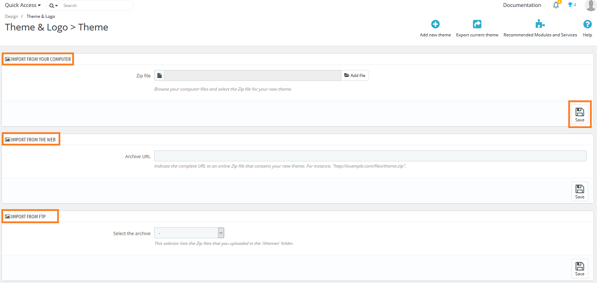 Upload New Theme