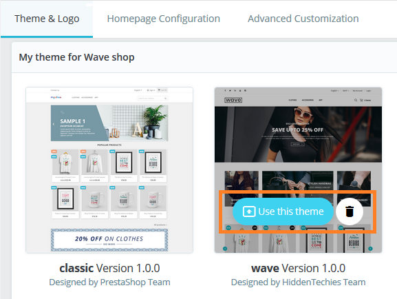 Apply Uploaded Theme