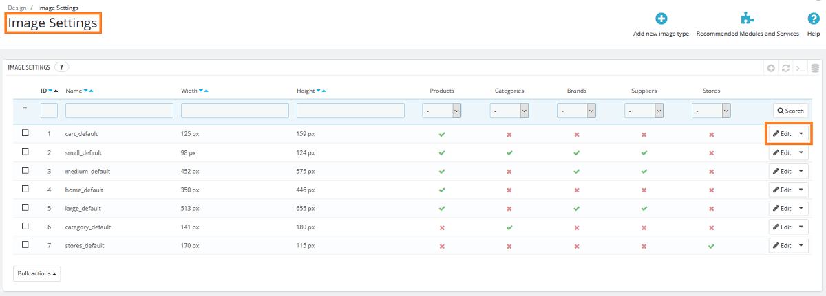 Setup Image Dimensions