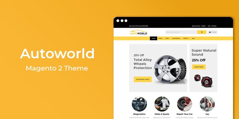 Auto World - Auto Parts Responsive  Magento 2 Theme