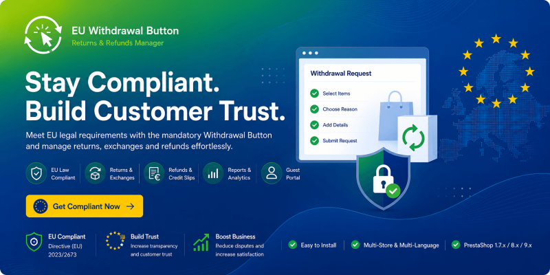 EU Withdrawal Button, Returns & Refunds Manager