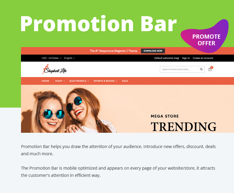 Promotion Bar Free Magento 2 Theme