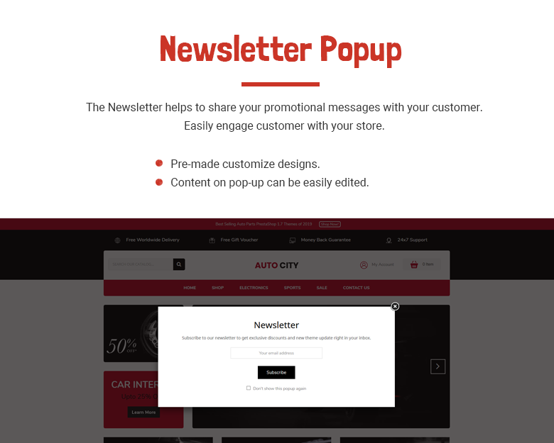Newsletter Popup PrestaShop Theme