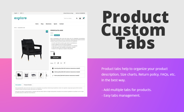 Product Custom Tabs PrestaShop Theme