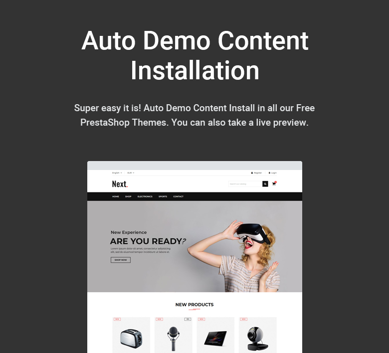 Auto Demo Content Installation Free PrestaShop Theme
