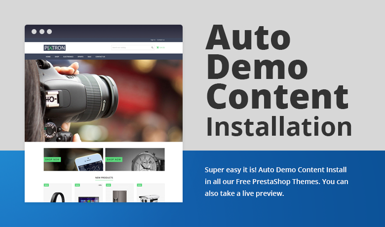 Auto Demo Content Installation Free PrestaShop Theme